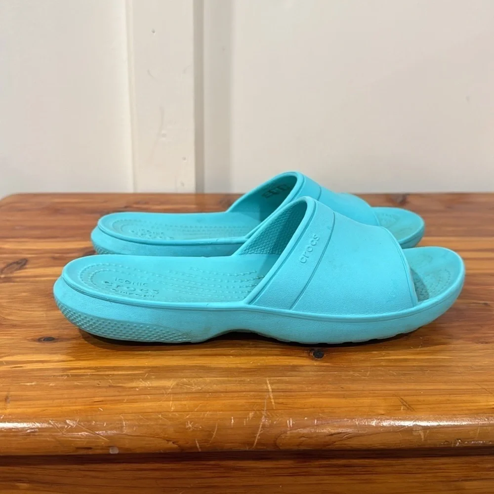 Crocs Comfort Turquoise Blue Slides